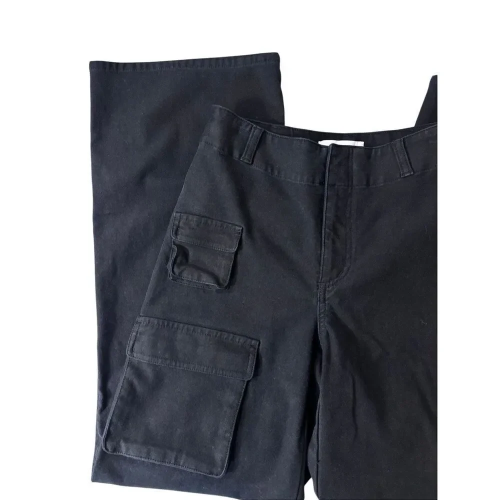 Aritzia TNA High Rise wide leg Cargo Pants Black Pockets